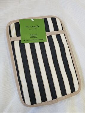 kate spade Black & White Striped Pot Holder Set of 2